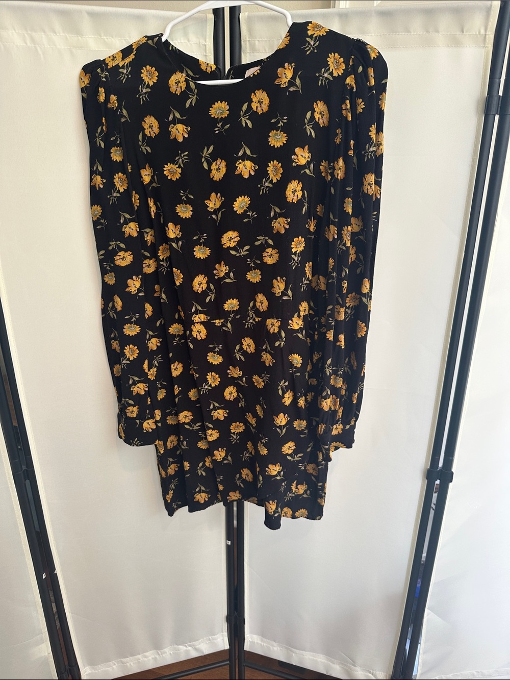 Sézane Women’s Black Skirt with Yellow Floral Print